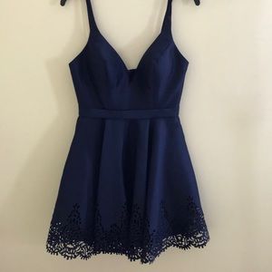Navy Sherri Hill Homecoming Dress